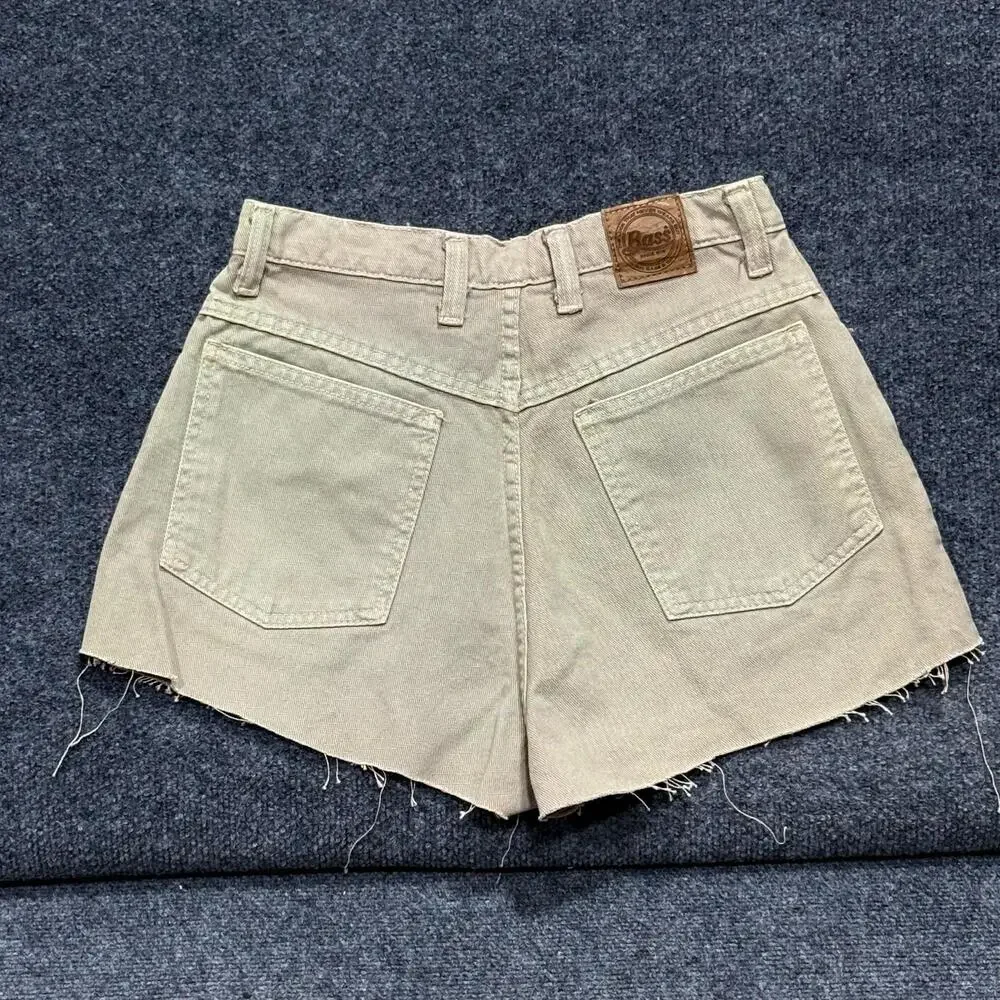 Bass Shorts Womens 8 Beige Khaki High Rise Denim Cut Off Raw Hem Casual Summer